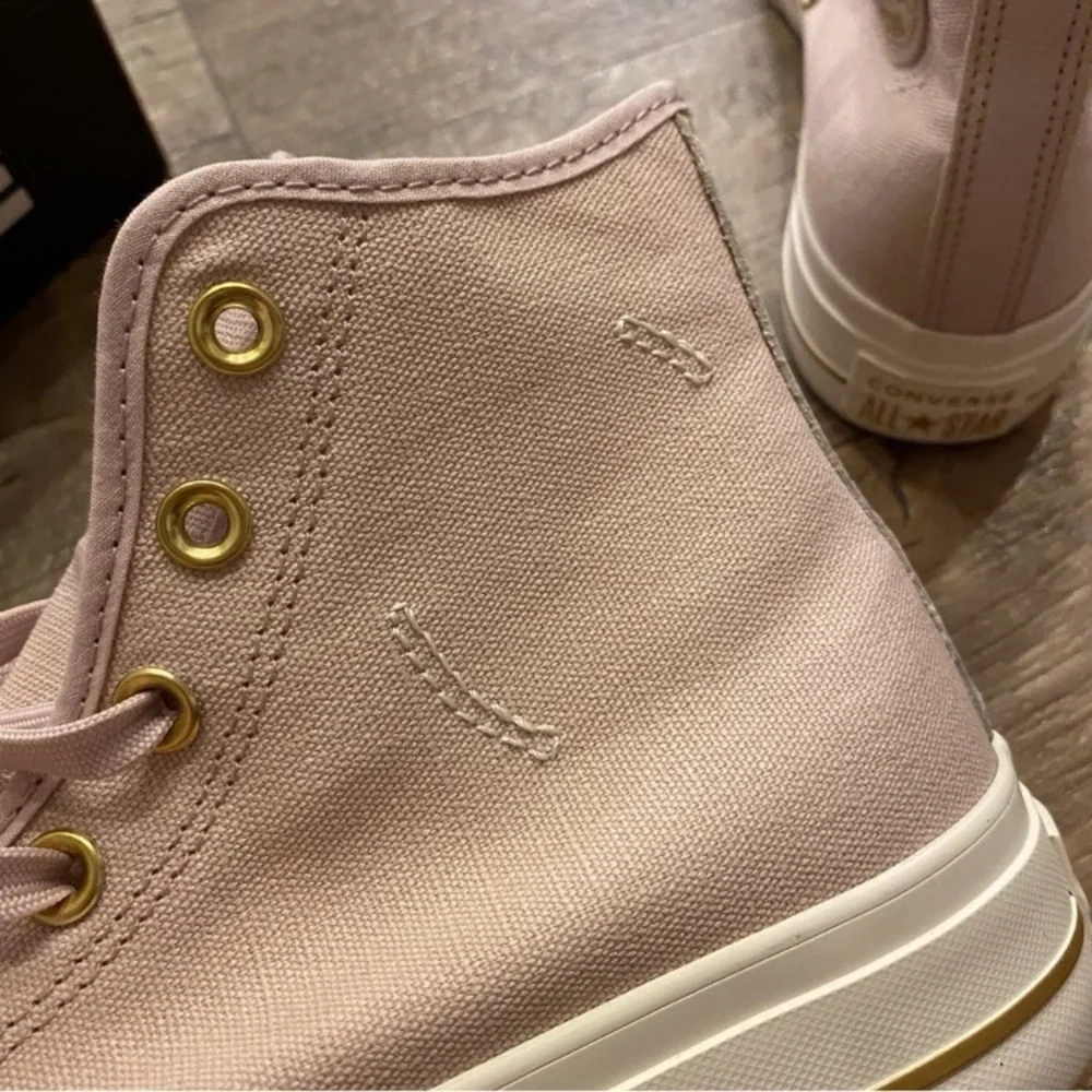 Converse Mauve Canvas High-Top Chuck Taylor Sneakers with Gold Accents - Picture 12 of 16
